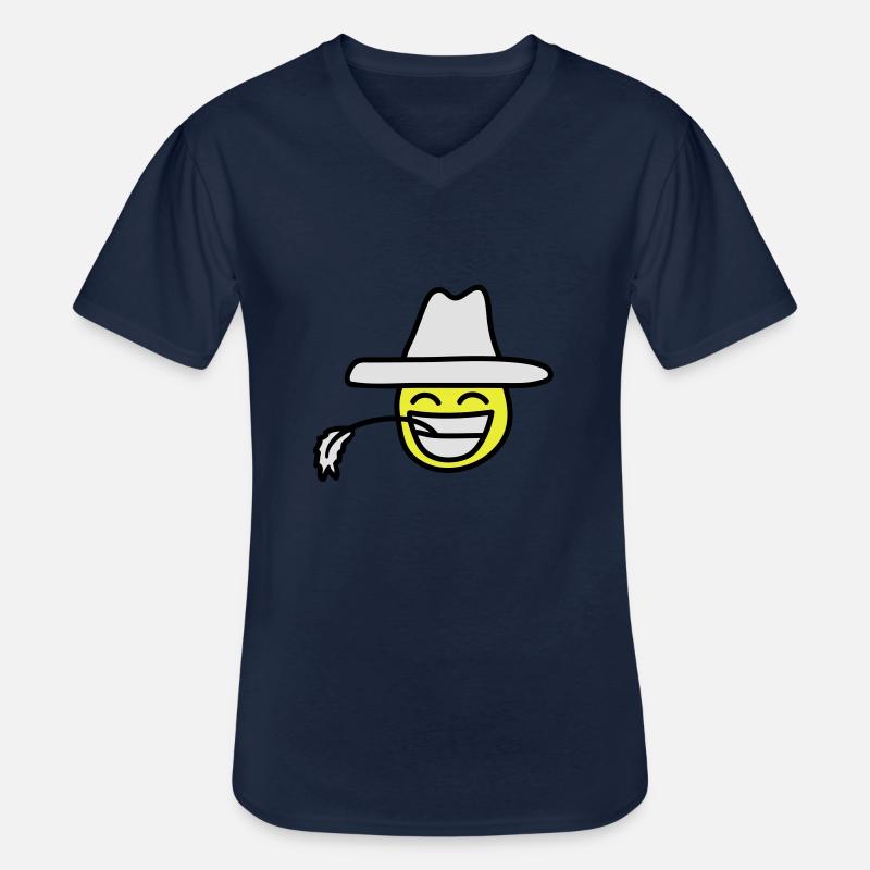 cowboy_smiley - Männer-T-Shirt mit V-Ausschnitt - Navy