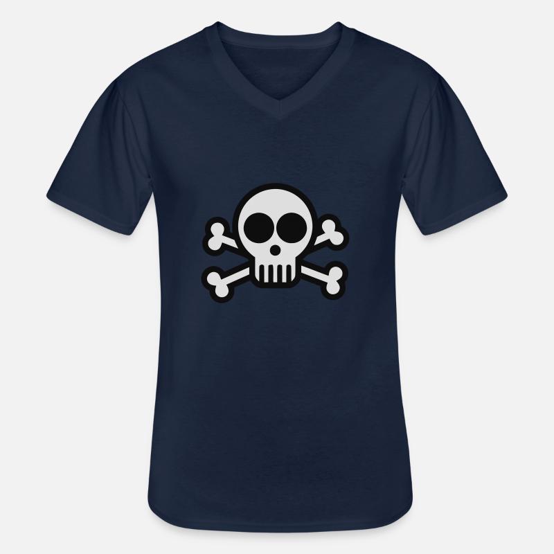 Pirat Totenkopf - Männer-T-Shirt mit V-Ausschnitt - Navy