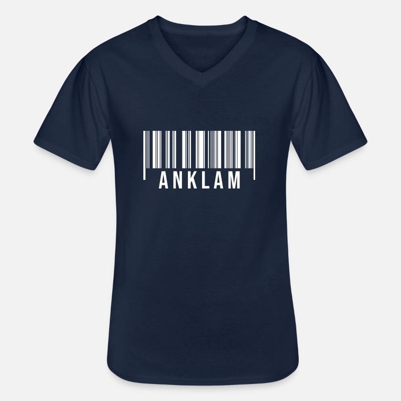 Anklam Strichcode - Männer-T-Shirt mit V-Ausschnitt - Navy