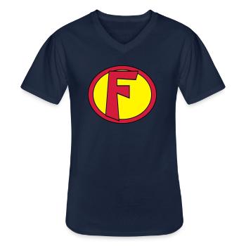 Super, Superheld, Superheldin, Hero, F - Men's V-Neck T-Shirt - navy - Front - AI Model Male 178 dark (178cm)