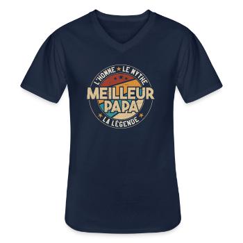 Meilleur Papa Cadeau Papa Meilleur Père - T-shirt col V Homme - marine - Devant - AI Model Male 178 dark (178cm)