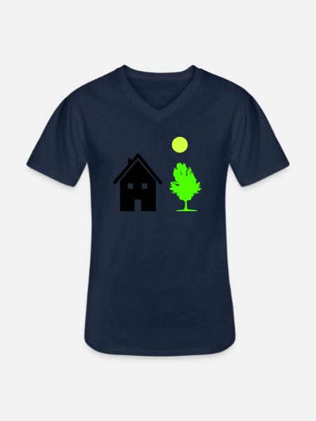 haus baum - Männer-T-Shirt mit V-Ausschnitt - Navy