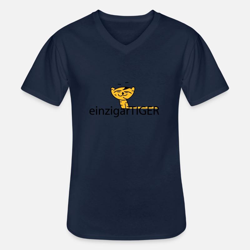 einzigartiger Tiger - Männer-T-Shirt mit V-Ausschnitt - Navy