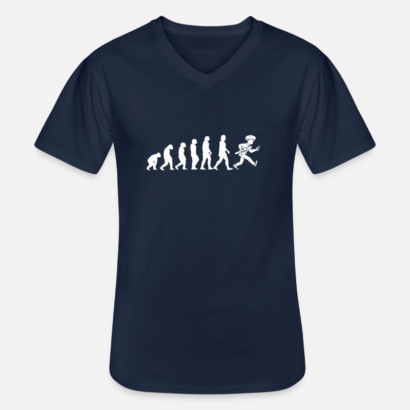 Bäcker - Evolution - Männer-T-Shirt mit V-Ausschnitt - Navy