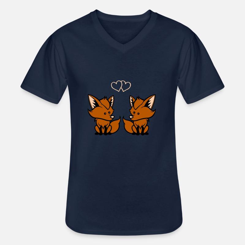 Füchse verliebt - Männer-T-Shirt mit V-Ausschnitt - Navy