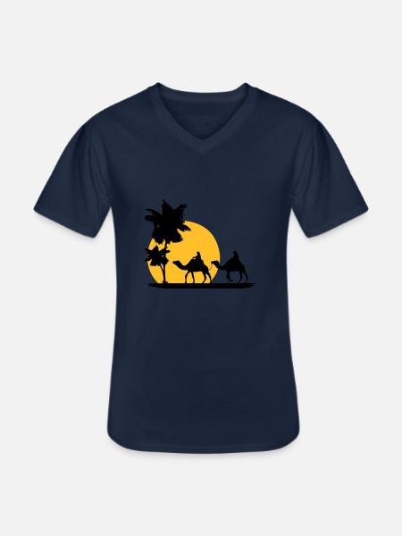 Camel - Kamel - Dromedar - Karawane - Männer-T-Shirt mit V-Ausschnitt - Navy