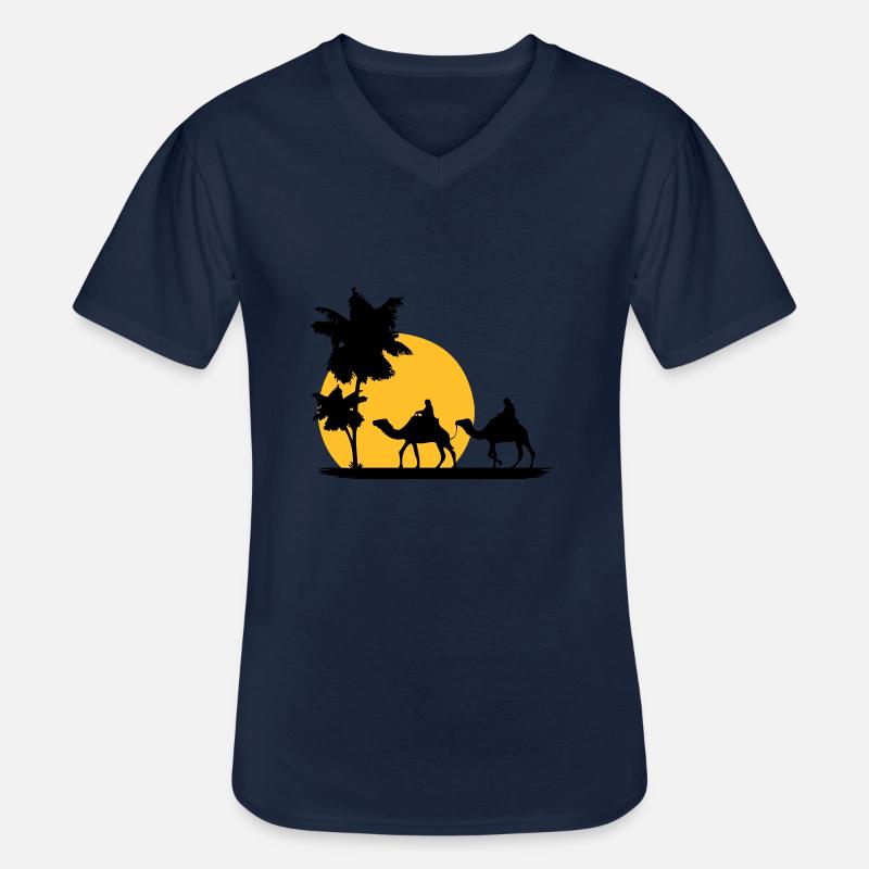 Camel - Kamel - Dromedar - Karawane - Männer-T-Shirt mit V-Ausschnitt - Navy