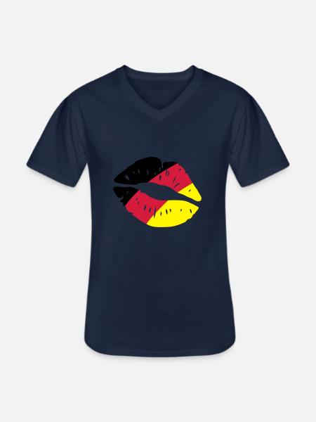 germany kiss lips - Männer-T-Shirt mit V-Ausschnitt - Navy