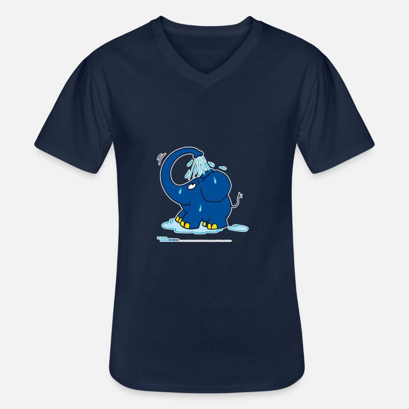 Der Elefant duscht mit Rüssel - Männer-T-Shirt mit V-Ausschnitt - Navy