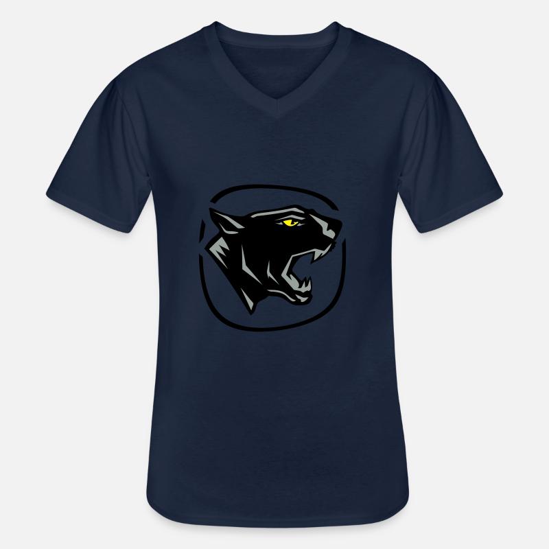 panthère_3 - Männer-T-Shirt mit V-Ausschnitt - Navy