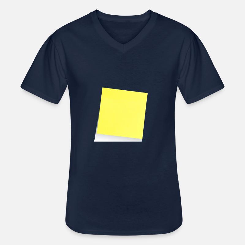 gelber Notizzettel , Klebezettel , sticky note - Männer-T-Shirt mit V-Ausschnitt - Navy