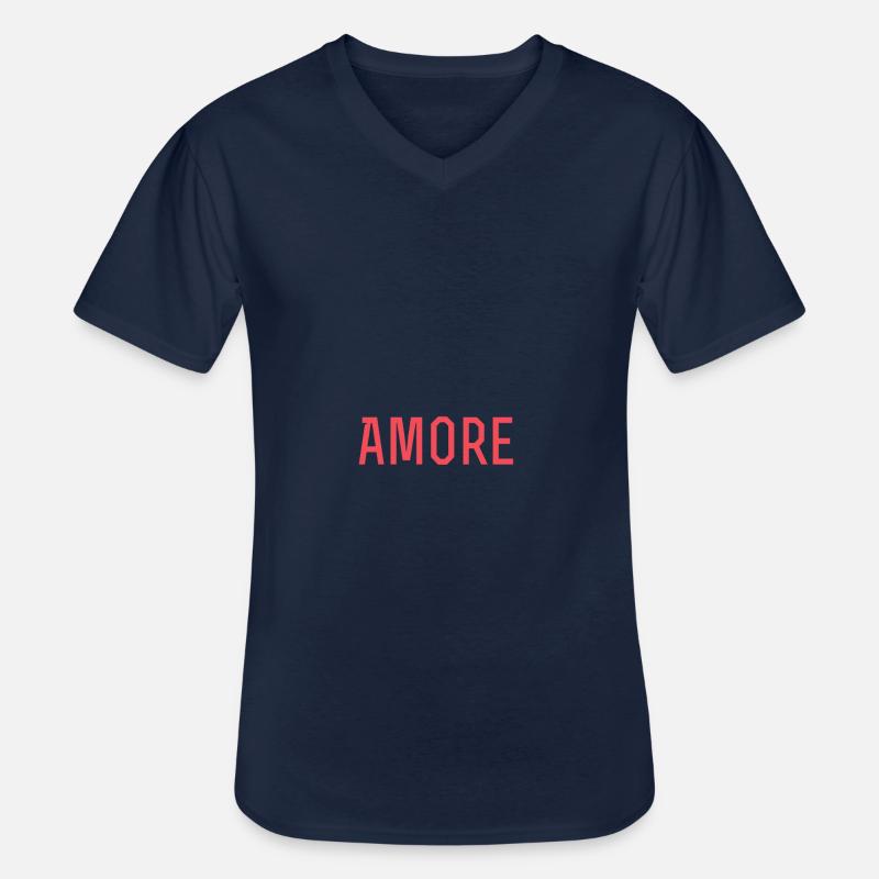 Amore Statement shirt - Männer-T-Shirt mit V-Ausschnitt - Navy