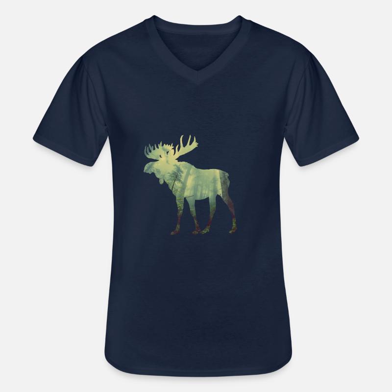Elch im Wald - Männer-T-Shirt mit V-Ausschnitt - Navy