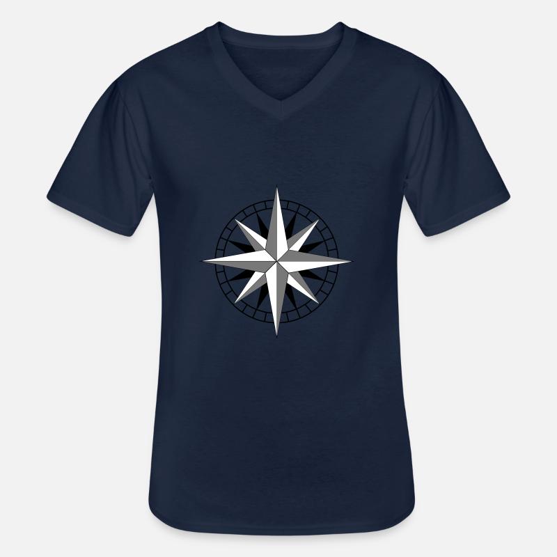 Windrose - Männer-T-Shirt mit V-Ausschnitt - Navy