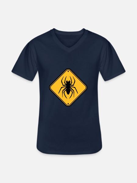 bouclier avertissement mise en garde danger mise en garde zone araignée - T-shirt col V Homme - marine