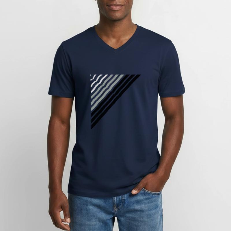Triangular shape Many lines lines pattern Men's V-Neck T-Shirt