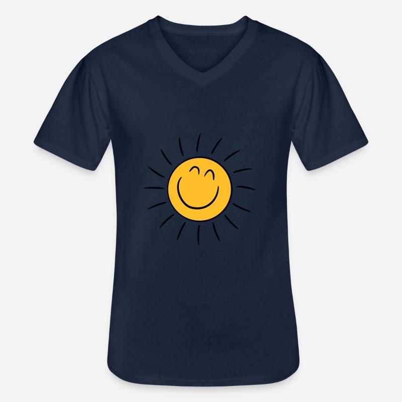 Lächelnde Fröhliche Sonne - Männer-T-Shirt mit V-Ausschnitt - Navy