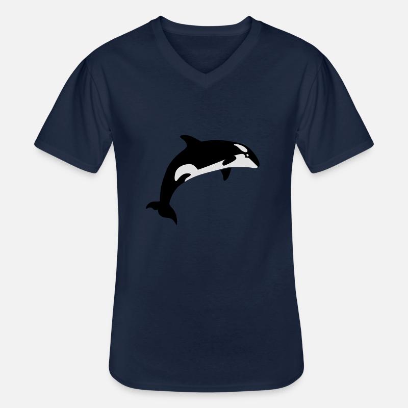 Wal - Männer-T-Shirt mit V-Ausschnitt - Navy
