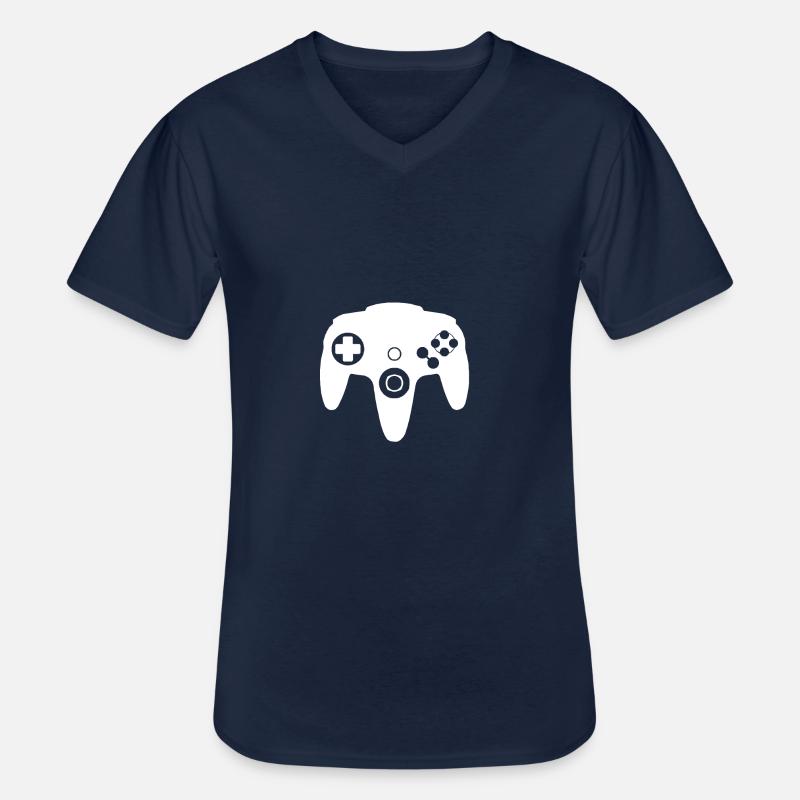 N64 games controller - Men's V-Neck T-Shirt - navy
