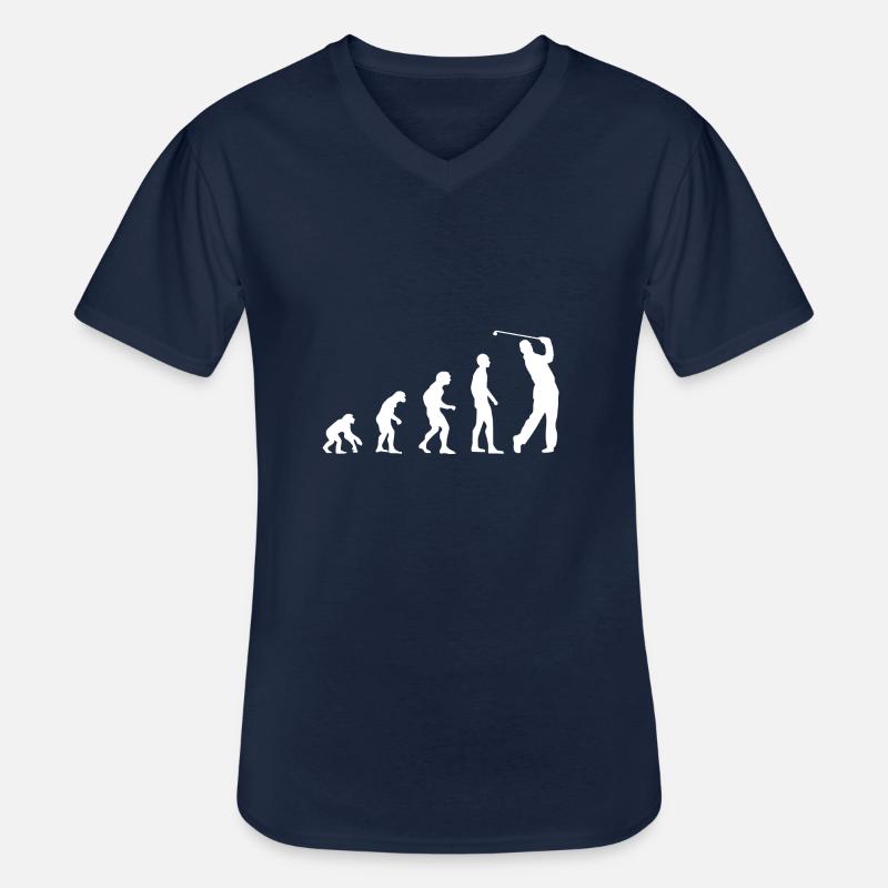 GOLFING EVOLUTION - Männer-T-Shirt mit V-Ausschnitt - Navy