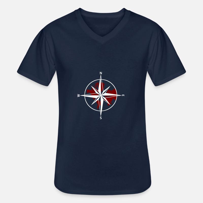 Kompass weiß-rot - Männer-T-Shirt mit V-Ausschnitt - Navy