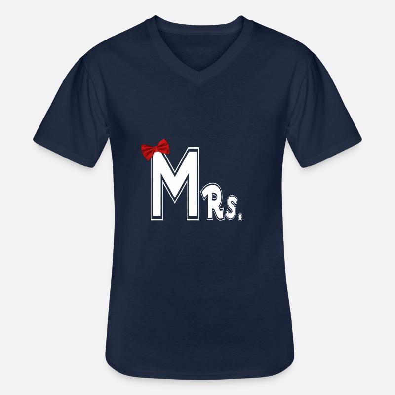 Mr and Mrs - Männer-T-Shirt mit V-Ausschnitt - Navy