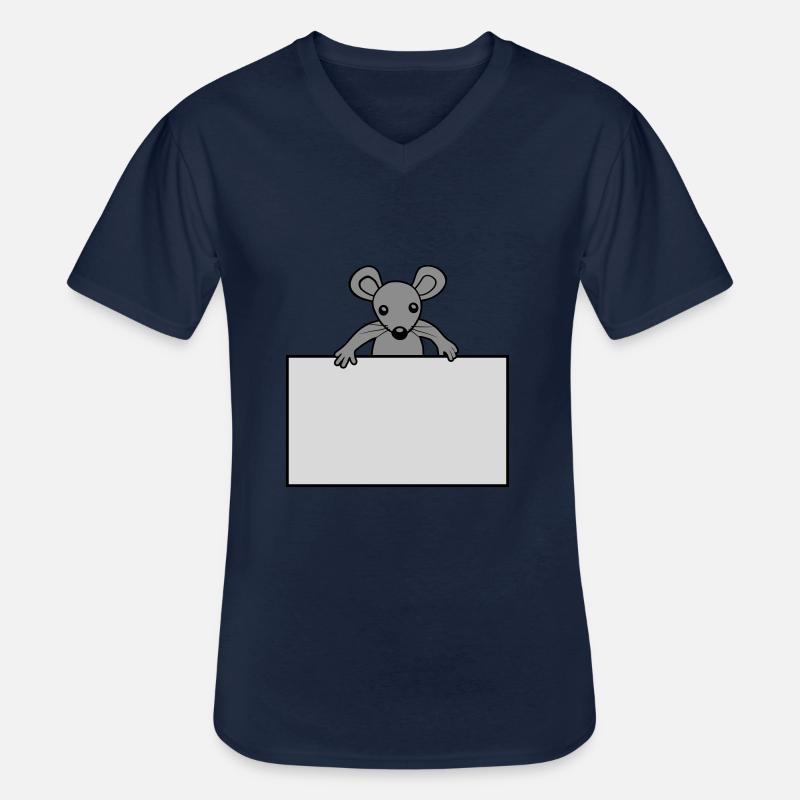 Maus mit Schild - Männer-T-Shirt mit V-Ausschnitt - Navy
