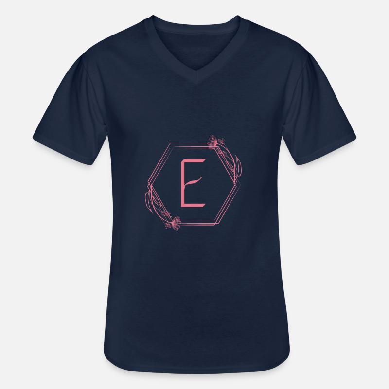 Buchstabe E - Männer-T-Shirt mit V-Ausschnitt - Navy