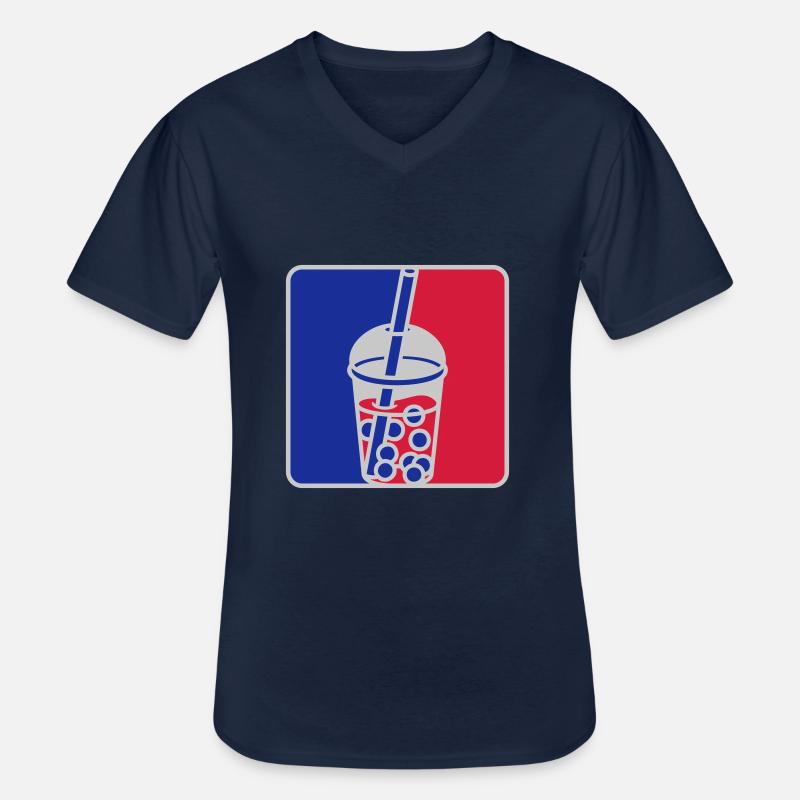 Rot Blau Bubble Tea - Männer-T-Shirt mit V-Ausschnitt - Navy