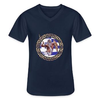 Griekse vlag ornament Zeus - Klassiek mannen T-shirt met V-hals - navy - Voor - AI Model Male 178 dark (178cm)