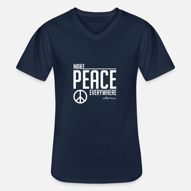 Peace everywhere white - Männer-T-Shirt mit V-Ausschnitt - Navy