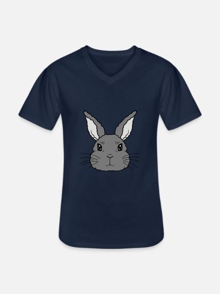 Mignon petit visage de lapin - T-shirt col V Homme - marine