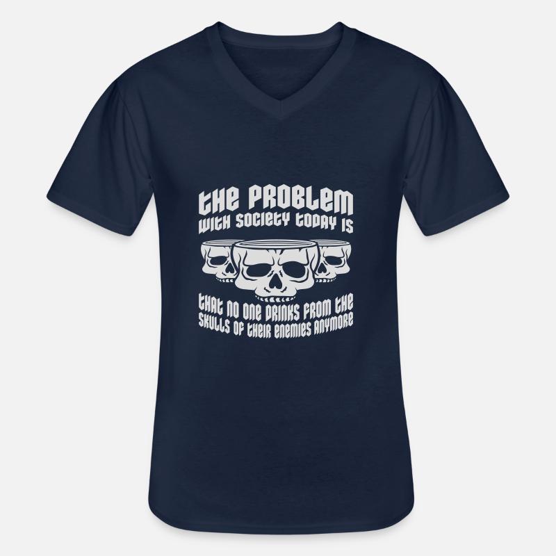 drinks from enemies skulls - Men's V-Neck T-Shirt - navy