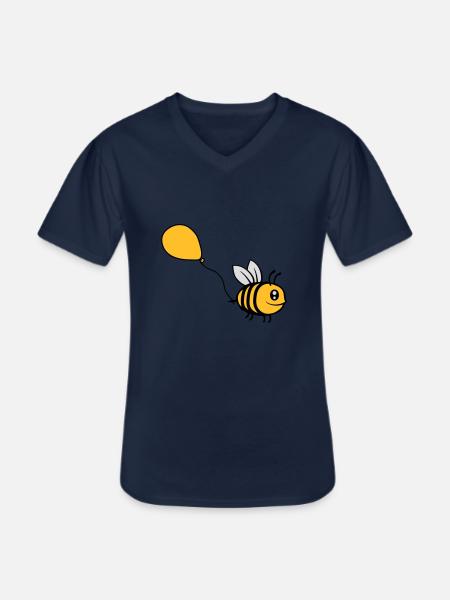 Happy Balloon Bee Comic - Men's V-Neck T-Shirt - navy