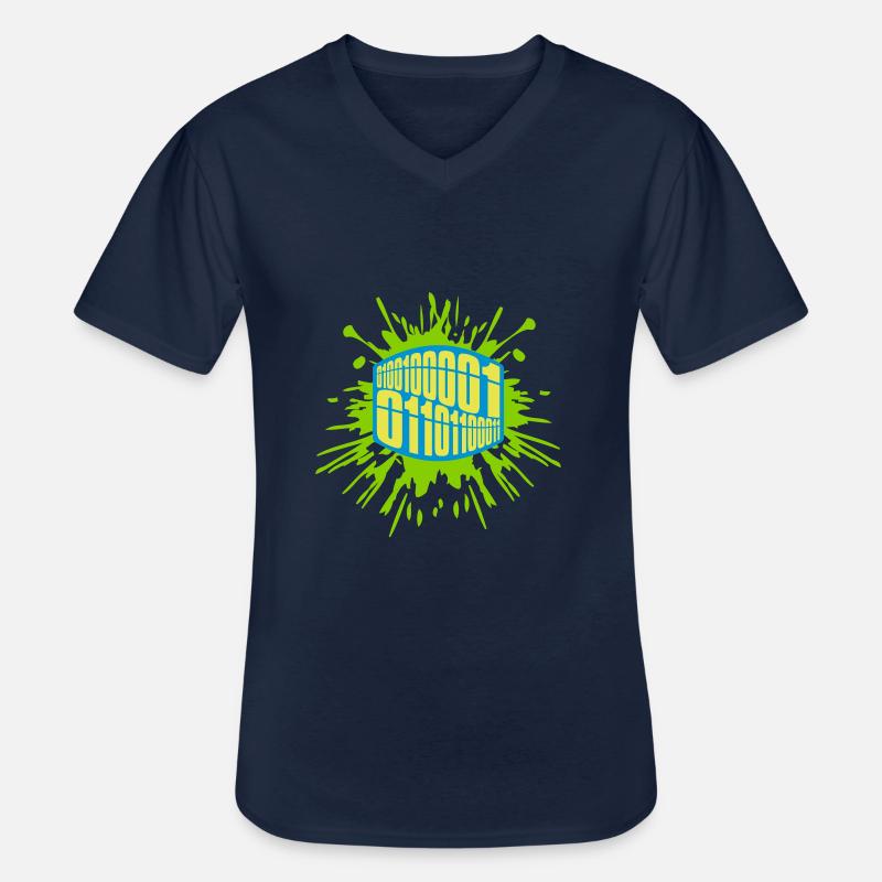 Binär Code Programm Sprache - Männer-T-Shirt mit V-Ausschnitt - Navy