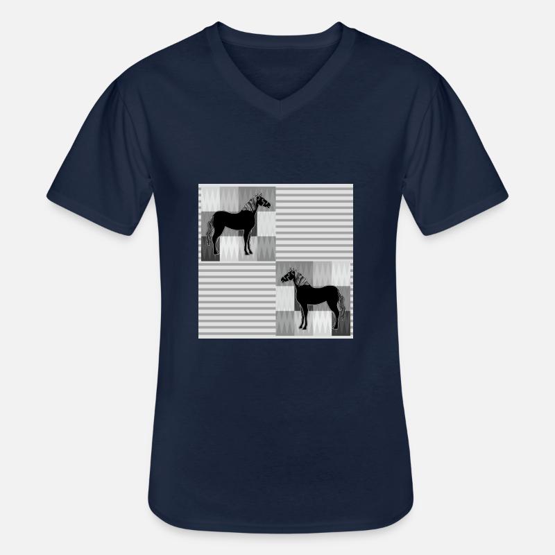 Pferd - Männer-T-Shirt mit V-Ausschnitt - Navy