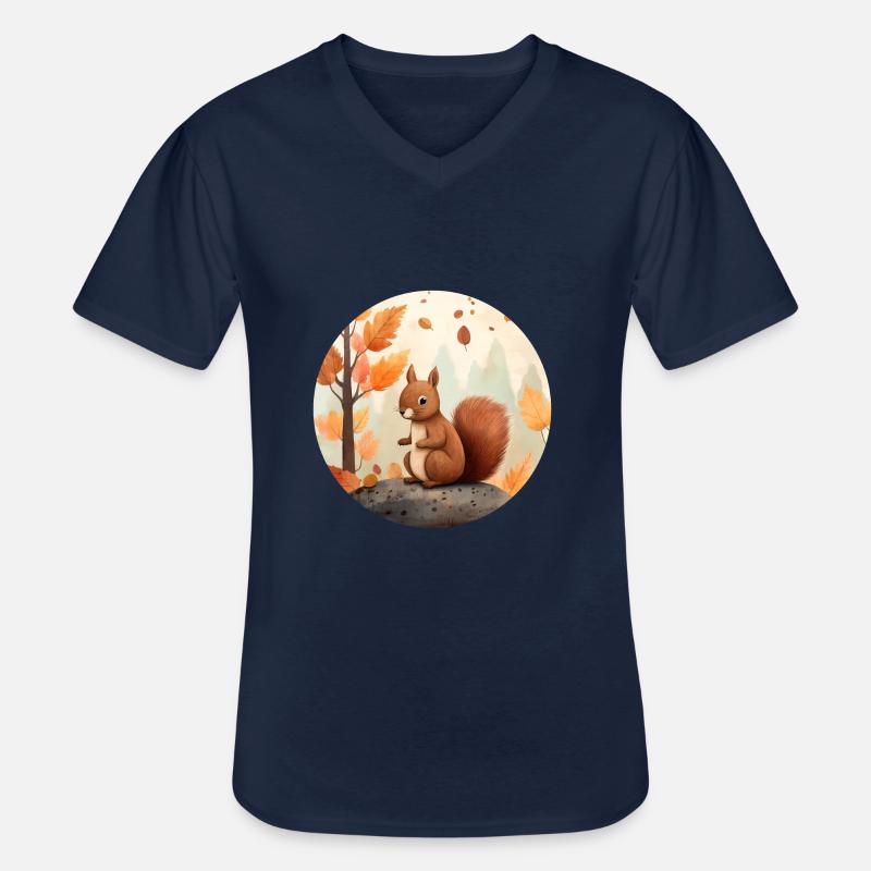 Eichhörnchen im Herbst - Männer-T-Shirt mit V-Ausschnitt - Navy