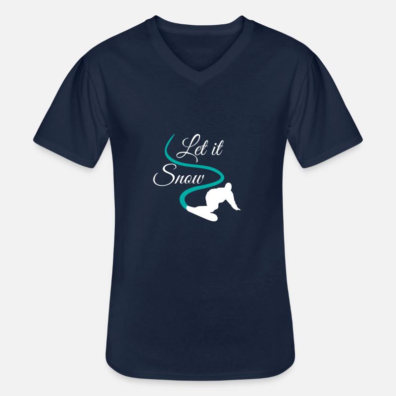 let it snow snowboarder - Männer-T-Shirt mit V-Ausschnitt - Navy