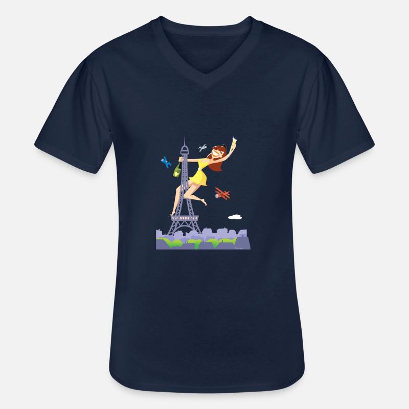 Parisienne Eiffelturm Pole Dance - Männer-T-Shirt mit V-Ausschnitt - Navy