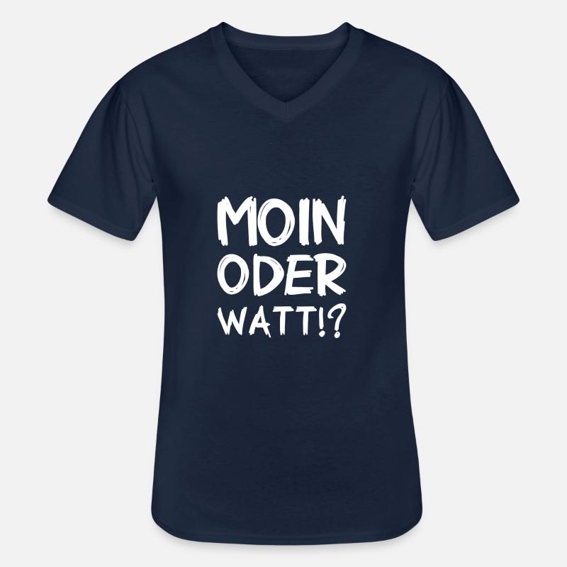 Moin oder Watt? - Männer-T-Shirt mit V-Ausschnitt - Navy
