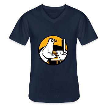 Pigeon Works Office Computer Keyboard Mouse Gamer - Men's V-Neck T-Shirt - navy - Front - AI Model Male 178 dark (178cm)