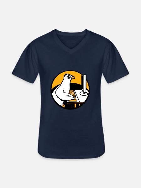 Pigeon Works Office Computer Keyboard Mouse Gamer - Men's V-Neck T-Shirt - navy
