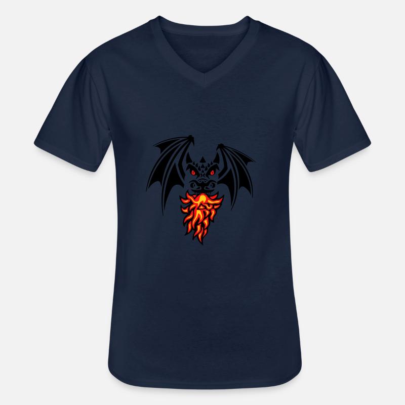 asymmetric black dragon - Männer-T-Shirt mit V-Ausschnitt - Navy
