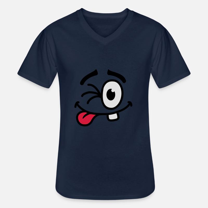 Cool Smiley Face - Männer-T-Shirt mit V-Ausschnitt - Navy