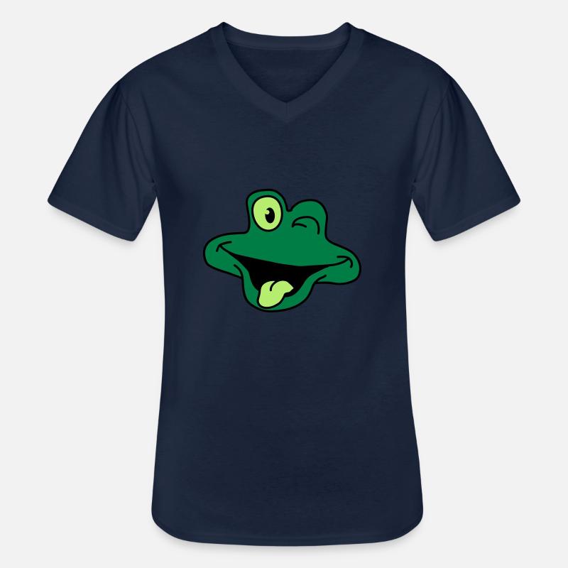 Cheeky Comic Frog Face - Männer-T-Shirt mit V-Ausschnitt - Navy