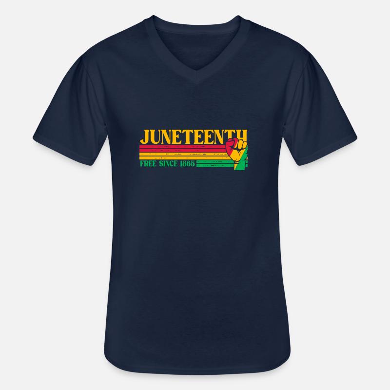 Juneteenth - Männer-T-Shirt mit V-Ausschnitt - Navy