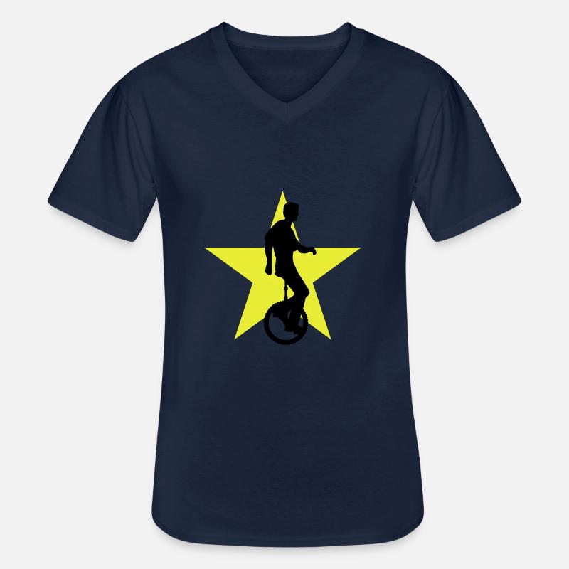 einradfahrer_2c - Männer-T-Shirt mit V-Ausschnitt - Navy