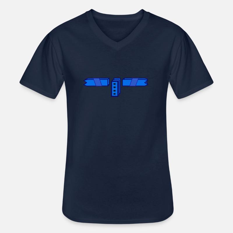 Blau2 - Männer-T-Shirt mit V-Ausschnitt - Navy
