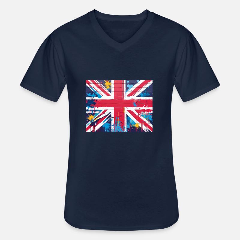 Britische Flagge Graffiti Kunst - Männer-T-Shirt mit V-Ausschnitt - Navy