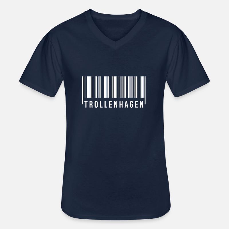 Trollenhagen Strichcode - Männer-T-Shirt mit V-Ausschnitt - Navy